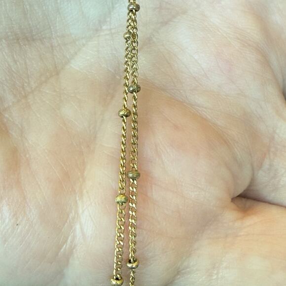 Satya Gold Tone Designer Signed Ball Brad Link Style Chain Necklace 25” - Picture 5 of 5